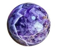 Feng Shui Crystal Stone Amethyst Ball Crystals Sphere Sculpture Home Office Decor Scrying Purple with Wooden Stand,7cm