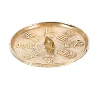 Feng Shui Decorative Brass Bagua Mirror with Golden Finish for Ward off Bad Luck and Auspicious Home Adornment, Traditional Chinese Style Collectible Doll Accent