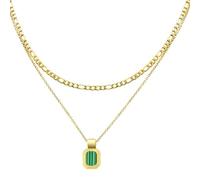 Feng Shui， Double Layer Steel Geometric Pendant Necklace for Women Gold Square Charm Minimalist Contemporary Accessory Gift