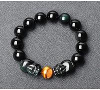 ,Feng Shui Double Piyao Wealth Prosperity Rainbow Obsidian Talisman Stone Stretch Bangle Attract Money Fortune Luck,Red Tiger Eye