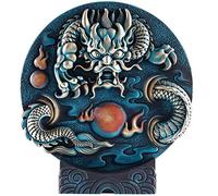 Feng Shui Dragon Statues and Figurines, Resin Luck & Success Sculpture Ornaments, Crafts Home Nutshell Activated Carbon Decoration,Blue