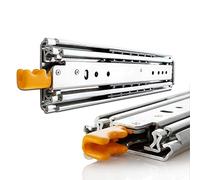 Feng Shui Drawer Slides Push to Open Drawer Runner Drawer Runners Full Extension Drawer Slides Cabinet Heavy Duty Slide 3 Folds Metal 220 Kg Load Capacity/Silver/800Mm