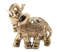 Feng Shui Elephant Statue, 13.5x6x14cm Golden Collectible Wealth Lucky Elephant Figurine Perfect for Home Office Decoration (Large)