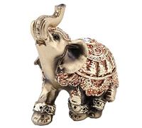 Feng Shui Elephant Statue 8.5x4.5x9cm Golden Collectible Wealth Lucky Elephant Figurine Perfect for Home Office Decoration Gift(Small)