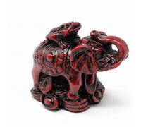 Feng Shui Elephant with Money Frog Statue - Prosperity & Wealth Figurine, Red & Black Resin Lucky Elephant Ornament for Home Office Desk Decor, Good Fortune Lucky Charm, 8 x 9 cm (JR1493)