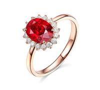 Feng Shui， Engagement Rings for Women Rose Gold 18k, Womens Wedding Ring Band Real with Red Ruby, Size H to V