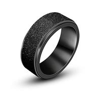 Feng Shui Fashion Black Spinner Ring For Women Men Rotatable Sandblasting Steel Titanium Couples stress reliever Casual Ring Jewerly Gifts