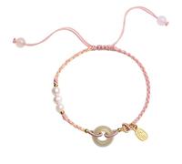 Feng Shui Feng Shui Bracelet Nephrite Jade Harmony Buckle Crystal Bracelet Chakra Natural Gemstone Wealth Bracelet Ancient Coin Jade Donut Ornamental Pearls Rose Quartz Bracelet Pink Amulet for Love