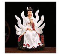 Feng Shui Feng Shui Ornaments Buddha Statue Lifelike Nine-tailed Fox Statue Lucky Decoration Resin Spiritual Living Room Decor Pink/White Yoga Zen Decor God of Fortune (Color : White, Size : X-Small)