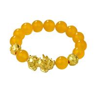Feng Shui,Feng Shui Wealth Yellow Carnelian Pi Xiu Chakra Gold Pi Yao Agate Mantra Spacer Amulet Wealth Building Luck Spirits