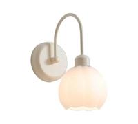 Feng Shui， French Home Wall Sconce Lighting White Bedside Wall Lamp with Flower Shape Glass Shade, Nordic Room Decor Wall Light Fixture E27 Indoor Hardwired Metal Wall Sconces