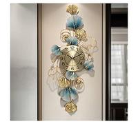 Feng Shui， Ginkgo Leaf Pattern Decor Silent Wall Clocks, Fashion 3D Metal Art Large Wall Clock, Silent Non Ticking Modern Quartz Decor Wall Clock, Living Room Kitchen Bedroom Wall Watches