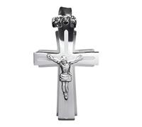 Feng Shui Girls accessories 925 Sterling Silver Christian Crucifix Necklace Men, Religion Cross Necklace With Jesus On It - Hip Hop Crucifix Pendant For Men, Jesus Cross Necklace For Christmas