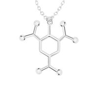 Feng Shui Girls accessories 925 Sterling Silver Serotonin Necklace For Women And Men, 3D Beer Trinitrotolu Vitamin C Cocaine Water DMT Molecule Science Biology Chemical Charm Pendant Necklace