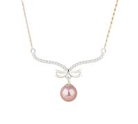 Feng Shui Girls accessories European CZ Bow-knot Pendant S925 Sterling Silver Necklace Chain For Women Birthday Party Gift Wedding Jewelry-T130 Birthday Gift