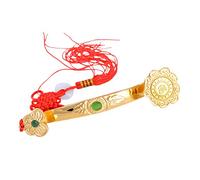 Feng Shui Golden Ruyi/Ru Yi Power Scepter + Free Red String Bracelet J1035, 16x1.4x1.2 inch (LxWxH), Wood