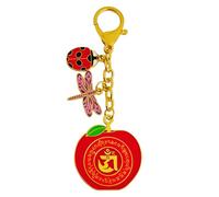 Feng Shui Harmony Apple With Ladybug & Dragonfly Keychain Peace Luck Amulet Keychain, Red, 1