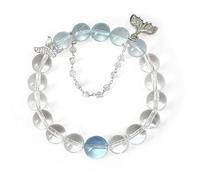 Feng Shui Healing Crystal Bracelet,Natural white crystal,aquamarine,Handmade,Relieve Anxiety, Improve Confidence, Good Luck