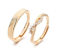 Feng Shui， His and Her Wedding Rings Sterling Silver 925, Couples Matching Rings Custom Adjustable Rose Gold Ring with Cubic Zirconia