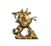 Feng Shui Home Decor Brass Sculpture of Guan Yu GuanYu Statue Guan Gong Dragon Pattern God Collection Office 9.1 * 3.9 * 11.4IN 7.1LB