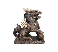 Feng Shui Home Decor Brass Statue Kirin Statue Qilin Sacred Beast Fengshui Art Piece Ancient Chinese Mythical Home Office 3.9 * 2.4 * 4.7IN 1.3LB Cafe