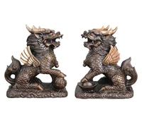 Feng Shui Home Decor Brass Statue Kirin Statue Qilin Sacred Beast Fengshui Art Piece Ancient Chinese Mythical Home Office 7.1 * 4.3 * 9.8IN 11.2LB Cafe