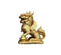 Feng Shui Home Decor Brass Statue Kirin Statue Qilin Sacred Beast Fengshui Art Piece Ancient Chinese Mythical Home Office 5.5 * 3.2 * 3.2IN 3LB