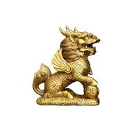 Feng Shui Home Decor Brass Statue Kirin Statue Qilin Sacred Beast Fengshui Art Piece Ancient Chinese Mythical Home Office 7.1 * 4.3 * 9.8IN 5.6LB