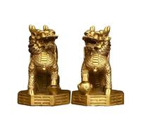 Feng Shui Home Decor Brass Statue Qilin Sacred Beast Fengshui Kirin Statue Art Piece Chinese Ancient Mythical Home Office 4.3 * 3.2 * 5.1IN 2.7LB