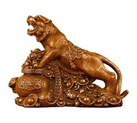Feng Shui Home Decor Chinese Brass Tiger Statue Copper Tiger Fortune Fengshui Tiger for Prosperity Wealth Perfect for Home and Office 5.9 * 2.6 * 4.3IN 1.7LB