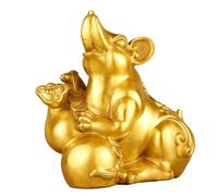 Feng Shui Home Decor Chinese Rat Figurine Brass Rat Statue Zodiac Mouse Rat Brings Good Fortune Wealth Home Office 8.3 * 4.3 * 8.1IN 4.7LB