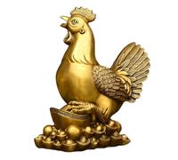 Feng Shui Home Decor Copper Chicken Statue Charming Zodiac Rooster Sculpture Wealth Chicken Crafts Workspace Living Room ation 7.9 * 4.7 * 11IN 5.4LB