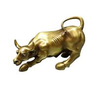 Feng Shui Home Decoration Chinese Golden Bull Brass Oxen Figurine Feng Shui Wealth Bull Good Luck Prosperity Ornament Office Decoration 4.3 * 3.2 * 3.4IN 1.1LB