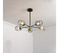 Feng Shui， Home Living Room Bedroom Dining Room Study, Concise Magic Bean Chandelier,E27 Nordic Creative Molecular Chandelier-Smoke gray 8 head Household faucets
