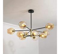 Feng Shui， Home Living Room Bedroom Dining Room Study, Concise Magic Bean Chandelier,E27 Nordic Creative Molecular Chandelier-Smoke gray 8 head Household faucets