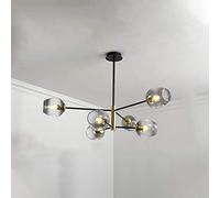 Feng Shui， Home Living Room Bedroom Dining Room Study, Concise Magic Bean Chandelier,E27 Nordic Creative Molecular Chandelier-Smoke gray 8 head Household faucets