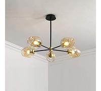 Feng Shui， Home Living Room Bedroom Dining Room Study, Concise Magic Bean Chandelier,E27 Nordic Creative Molecular Chandelier-Smoke gray 8 head Household faucets