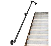 Feng Shui Industrial Pipe il 7ft Black Wall-Mounted Railing for Indoor/Outdoor Use Perfect for Elderly Safety in Loft & Corridor Settings