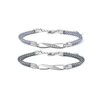 Feng Shui， Infinity Couple Matching Bracelets For Boyfriend Girlfriend 2Pcs Love Rope Cubic Zirconia Twisted Charm Bangle Long Distance Relationship Jewelry Lover'S Gifts