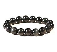 Feng Shui Jade for Women, Buddha, Agate Jewelry, Natural Agate Black Obsidian with Box,12mm