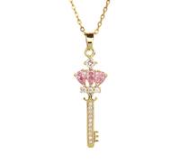 Feng Shui， Key Necklace For Women, Heart Zircon Pendant Necklace, Necklaces Lock And Skeleton Gold The Giving Keys