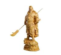Feng Shui Kwan Kung Statue - Handcrafted Solid Wood Guan Gong Sculpture for Wealth & Protection | Guan Yu Chinese Warrior God Figurine | Ideal Home Office Altar Decor & Spiritual Gift 12cm