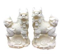 Feng Shui Kylin Statues - Ivory Nut Carvings, Chinese Unicorn Figurines for Attracting Wealth, Prosperity & Good Luck, Home Decor, Gift of Abundance