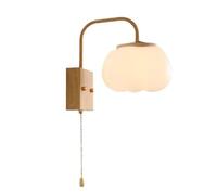 Feng Shui， LED Glass Wall Lamp with Bud Shade, Bedroom Wall Sconce, Simple Bedside Lighting Fixtures, Drawstring Wall Light for Hallway Restaurant Hotel, 24cm 1