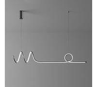 Feng Shui， Linear Spiral Pendant Light, Metal Long Strip Chandelier with White Silicone Shade, Modern LED Hanging Lamp, Slim Dining Room Suspension Lamps, Kitchen Island Lighting Drop Lights Household