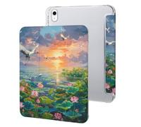 Feng Shui Lotuses Flower Blooming Cute Protective Case Compatible for IPAD 10代 (10.9in) Trifold Tablet Cover Non-Slip Cases