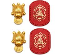 Feng Shui Metal Turtle Wallet Charm Small Lucky Turtle with Leather Sleeve,Coin Biting Pose,Cute Lucky Goldenturtle with Coin for Longevity Financial Protection，Wealth：2