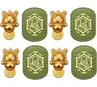 Feng Shui Metal Turtle Wallet Charm Small Lucky Turtle with Leather Sleeve,Coin Biting Pose,Cute Lucky Goldenturtle with Coin for Longevity Financial Protection，Health：4