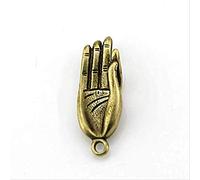 Feng Shui Mini Brass Ornament Buddha Zen Gesture Finger Sculpture Hands Portable Decoration Vintage Statue Metal Keychain Figurine Props Toy Gift for Friends Art collection
