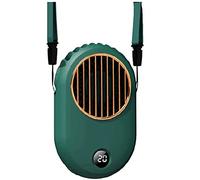 Feng Shui， Mini Fan that can be Hung on the Neck, Waist or Hand,3 Speeds Mini Fan with Display screen,Cooling Fan for Home,Outdoor (Color : Green/neck fan/4800mAh)